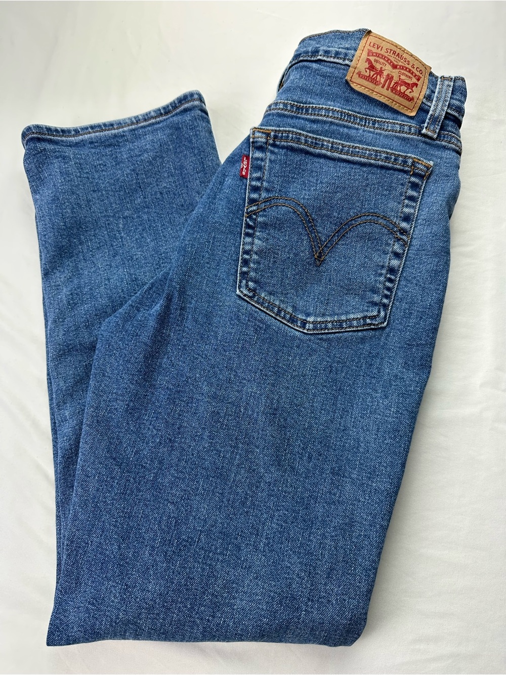 Levi’s Wedgie Straight Jeans High Rise Medium Blue Denim Button Fly Size 29